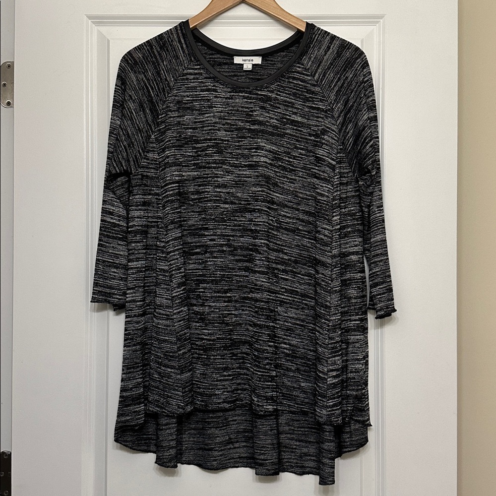 Black Heather Top with Pleather Accent
